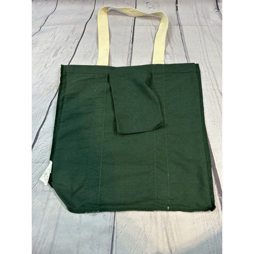 Jimmy Fairly Tote Bag Green Canvas White Logo Straps Reusable Tote 17" x 17" - Picture 4 of 5